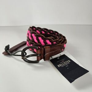 Hollister Pink Brown Braided Belt NWT Size XS